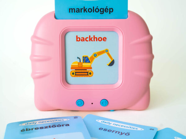 🧠 Angol-Magyar hangos tanulójáték gyerekeknek – 224 kártyával- Rózsaszín